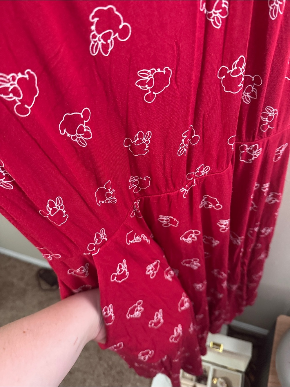Disney Minnie Mouse Red Scoop-Neck Midi Dress with Pockets 1X Bound - Picture 4 of 5